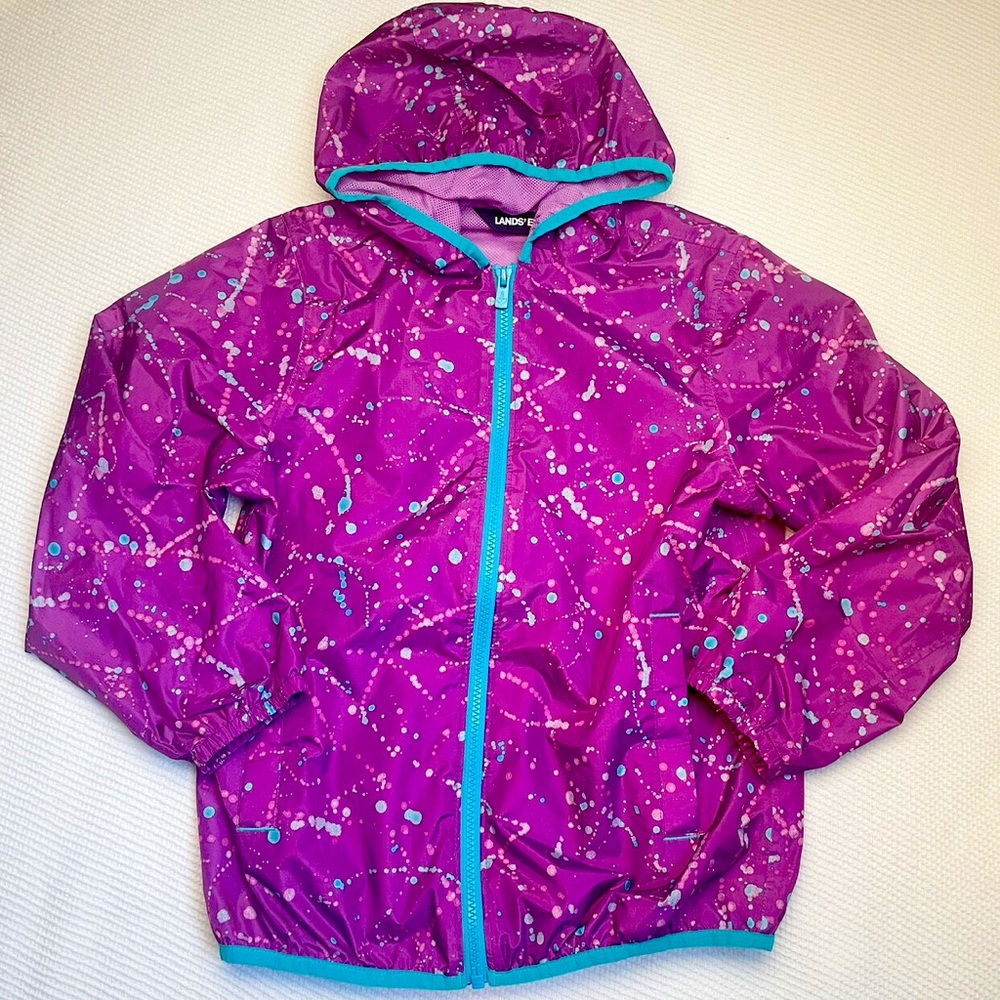 Land’s End Kids Waterproof Hooded Packable Rain Jacket Size XL (18-20)